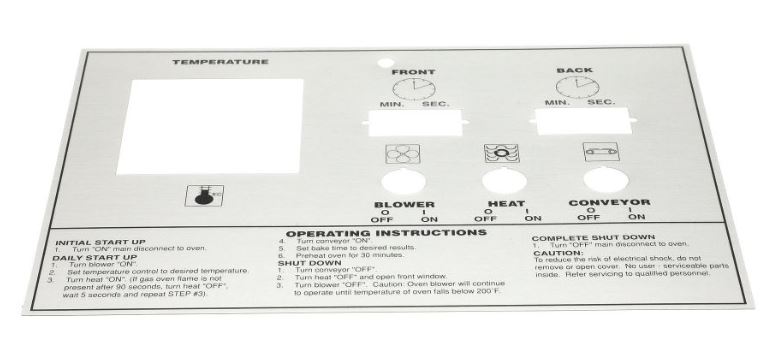 Middleby 39464 LABEL Decal,CONTROL FACE PS570/555
